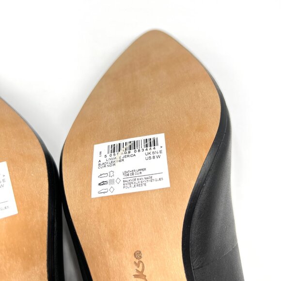 8W 8 WIDE WIDTH Clarks Womens Linvale Jerica Black Leather Pumps Heels Shoes - Picture 11 of 13